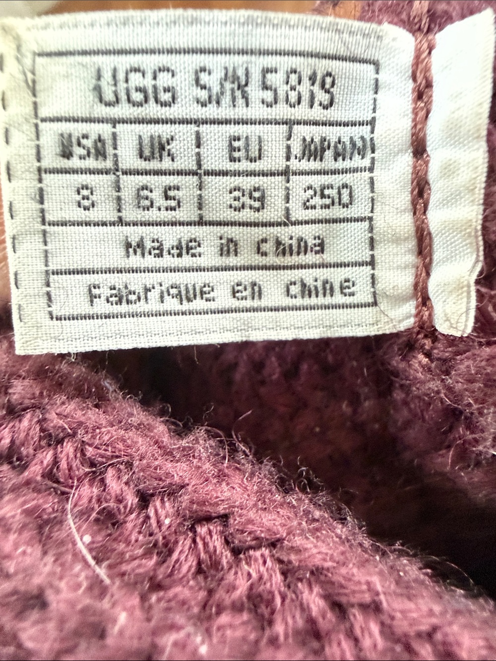 UGG 5819 Legacy Cardy Knit Tall Roll Down - Burgundy - w/Button Details. Size 8 - Picture 6 of 8